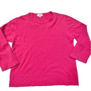 BIANCO&BLU Italian Merino Wool & Cashmere Sweater Bell Sleeve Barbie Pink MEDIUM